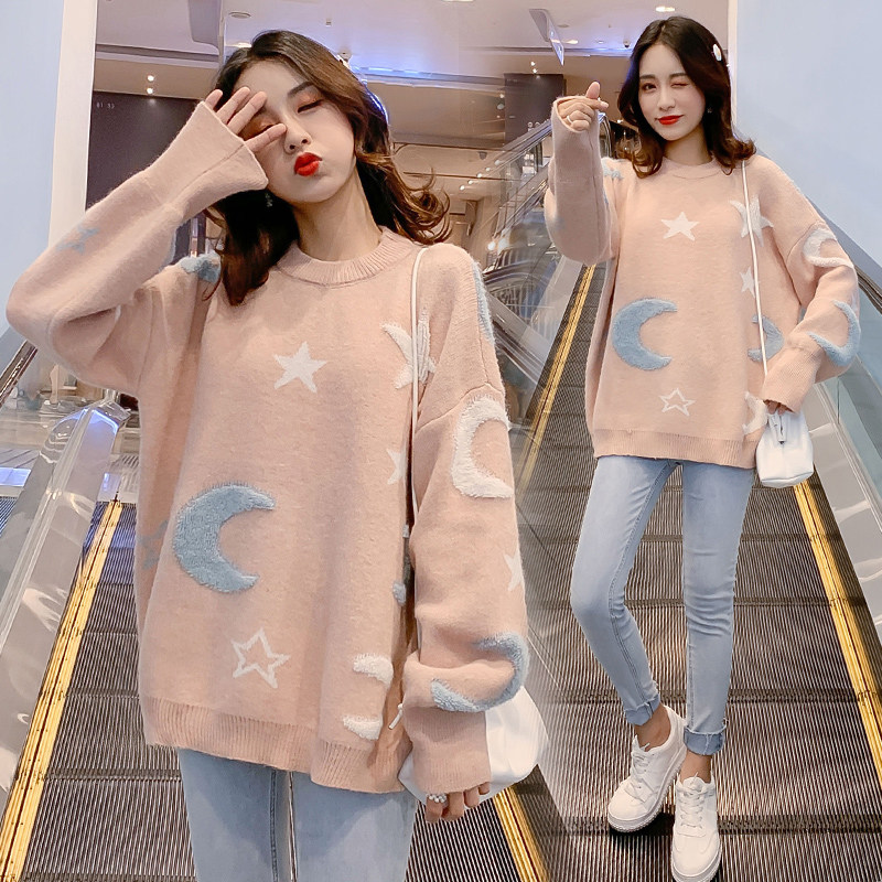 엔젤마미 임산부복 가을패션 나들이 미드기장 라운드넥 풀오버 맨투맨 빅사이즈 임부복 트렌디