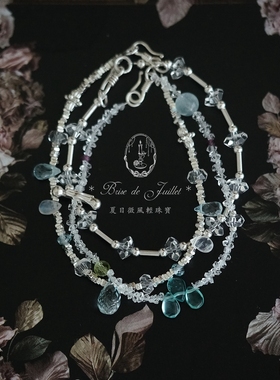 绝美纯银托帕石白水晶手链