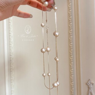 满天星棉花珍珠镀金盒子项链毛衣链气质 经典 夏日微风 棉花星球