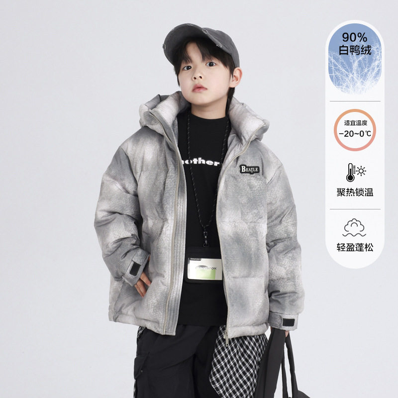 男大童韩系扎染加厚防风羽绒服