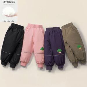 新国标90白鸭绒儿童羽绒裤小童中性婴幼宝宝保暖加厚外穿韩版卡通