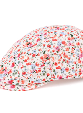 前进鸭舌帽女韩版潮百搭绿色碎花贝雷帽子女款2024新款夏天薄款