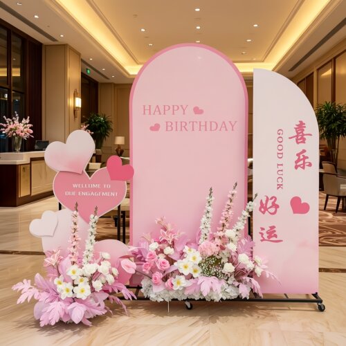 滑轮可移动KT板铁艺生日布置展架