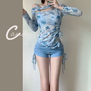 candygirls2025新分体泳衣长袖罩衫保守比基尼三件套温泉沙滩