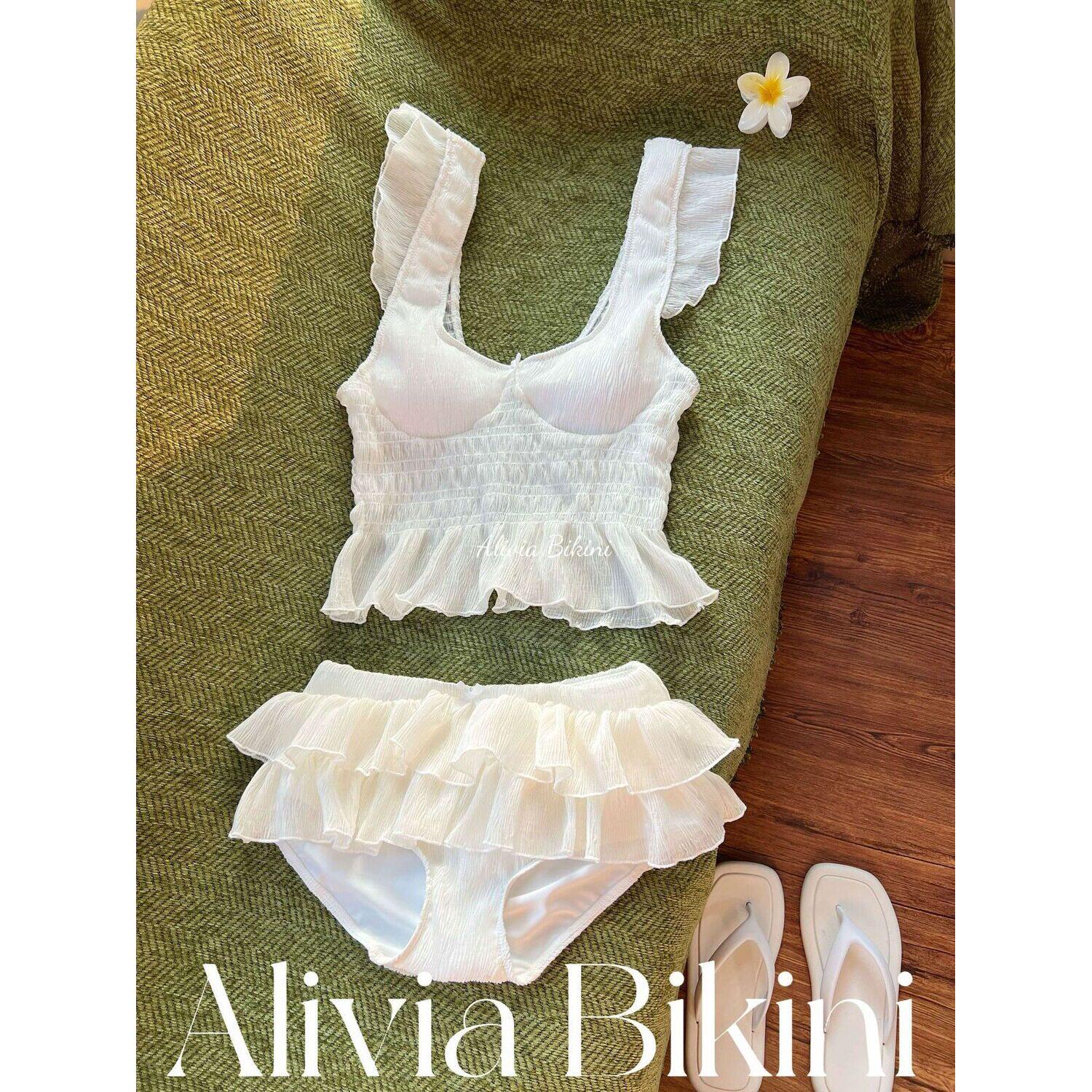 纯欲白月光分体裙式比基尼泳衣性感钢托聚拢泡温泉度假泳装新款夏