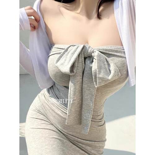 当天发 51STUDIO自制 PJ229 可挂脖可系带 纯欲显身材抹胸连衣裙