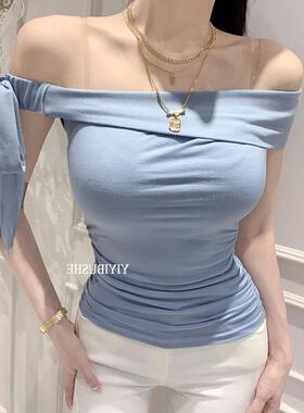 51STUDIO自制 MN221性感露蝴蝶结系带~气质女人味紧身无袖T恤ue