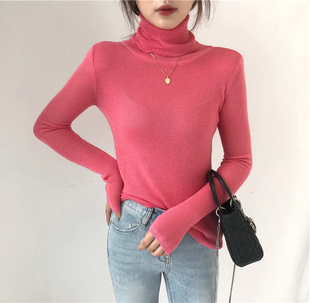 精纺羊绒衫女超薄高领纯色微透修身羊毛打底毛衣针织2020秋冬新款