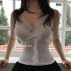 51STUDIO自制 PI198欲系辣妹 女人味雪纺木耳边显身材吊带背心夏