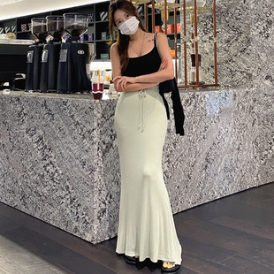 当天发 韩国代购正品QE333女人味优雅系带高腰包臀鱼尾半身长裙pj