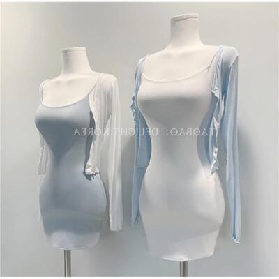 现货51STUDIO自制 8色！性感女人味多色显身材显胸紧身包臀吊带裙