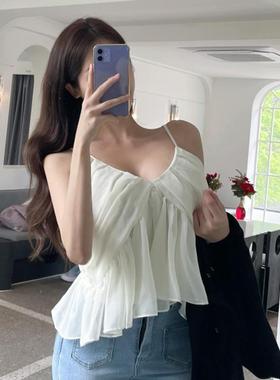 51STUDIO自制 YL262甜美褶皱荷叶边~性感V领修身外穿吊带背心se