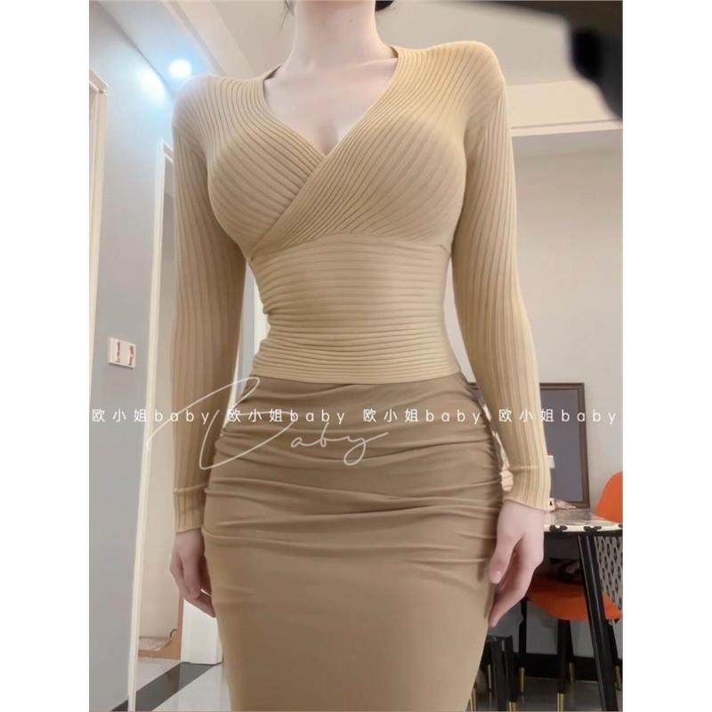 高腰开叉褶皱高级感中长款秋季韩版时尚气质显瘦包臀裙半身裙长裙