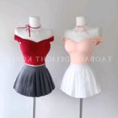 51STUDIO自制 小丝带露肩抽褶短款 背心吊带上衣 现货 3色