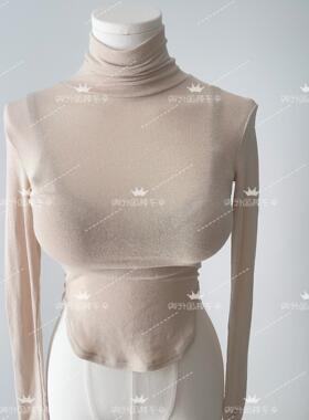 现货~51STUDIO自制东大门秋冬新款高领紧身长袖打底T恤弧形显