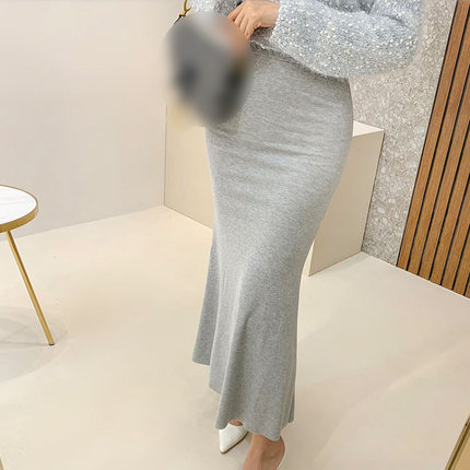 韩国代购正品 值得入QF057气质显身材~女人味高腰垂感包臀半身裙