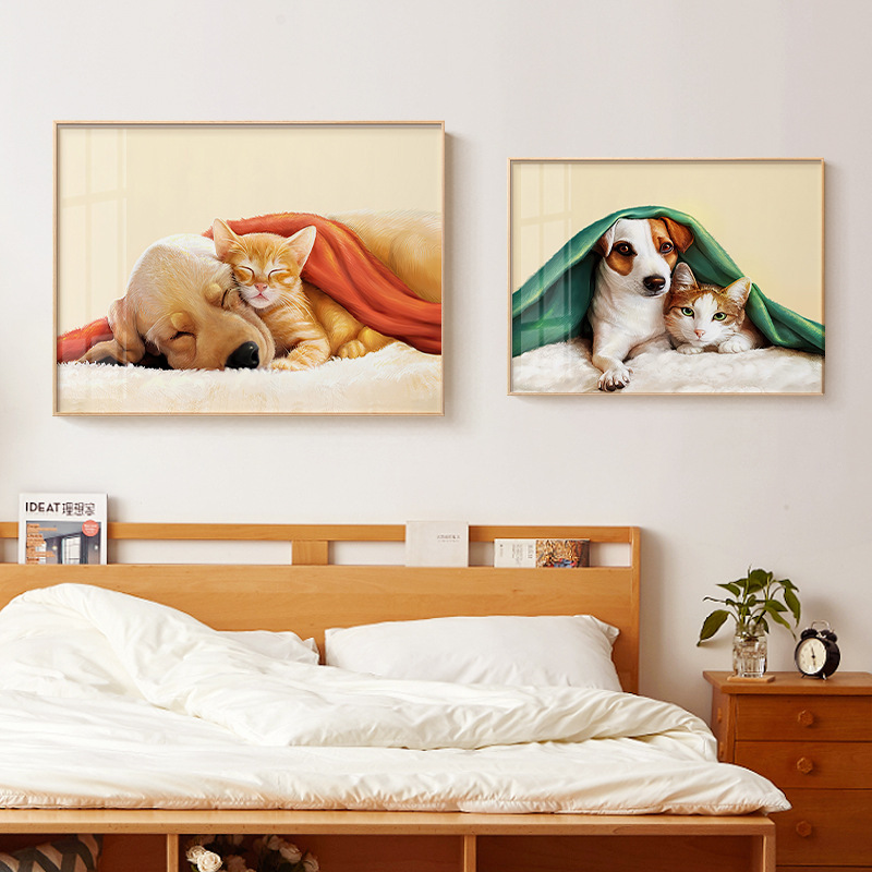 动物猫狗宠物北欧现代客厅装饰画餐厅酒店壁画卧室玄关书房挂画图片