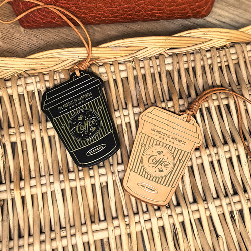 头层牛皮包包挂件烫金玛奇朵