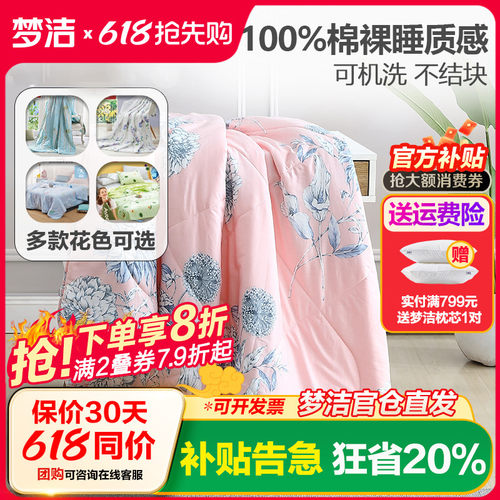 梦洁纺夏纯棉水洗机被芯空调