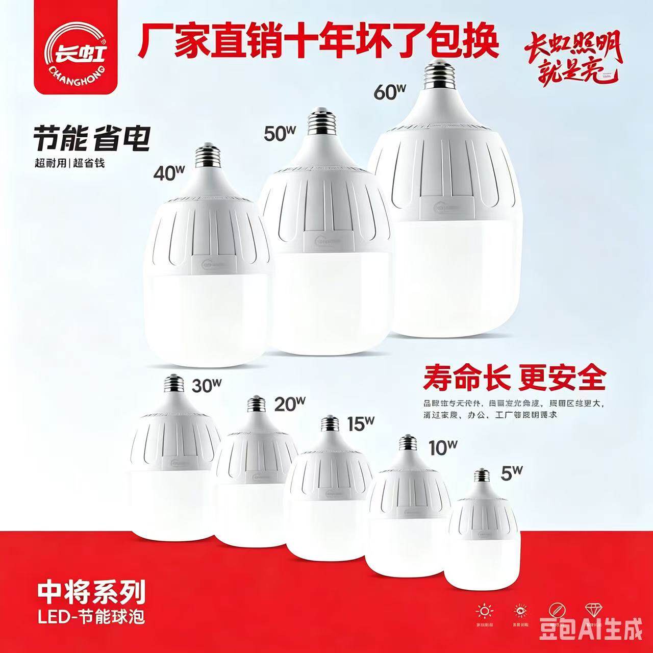 长虹LED节能超亮E27灯泡