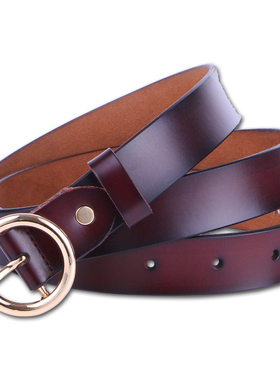 皮新款带女ins风真皮简约百搭韩国版圆扣潮流时尚个性牛仔裤腰带