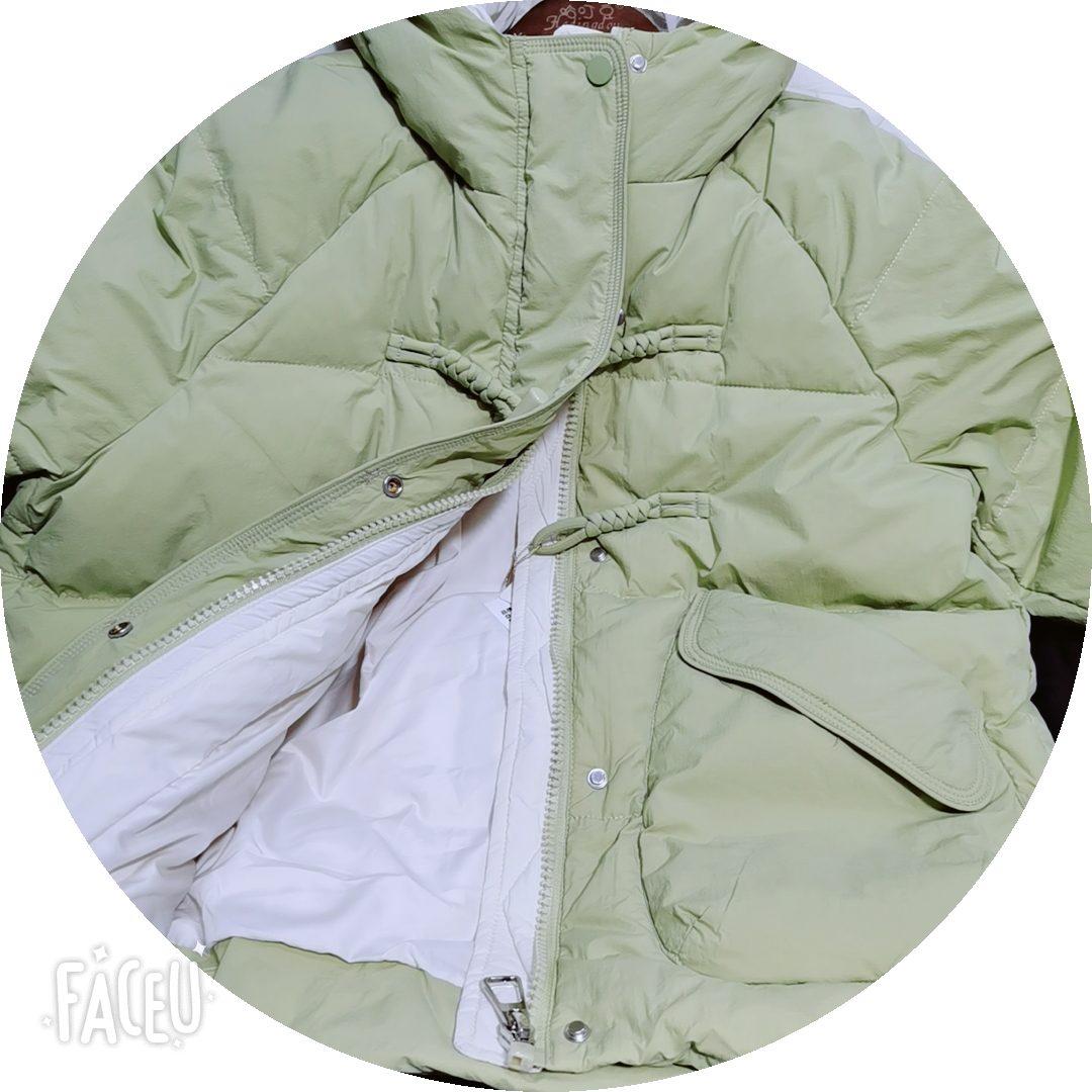 实体童装中大童女童羽绒服果绿色时尚鲜亮百搭款