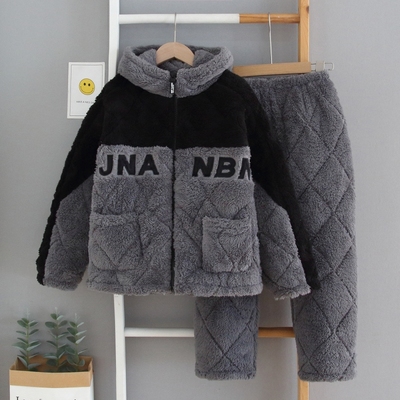 青少年加厚夹棉冬款珊瑚绒睡衣