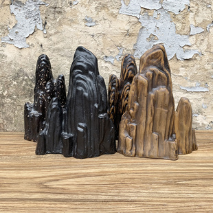 饰桌面水底盆景造景 手工陶艺粗陶假山流水摆件雕塑镂空工艺室内装