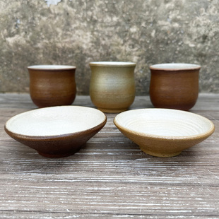 手工陶艺复古陶瓷花盆景盆斗笠形无孔水培花器禅意摆件控根粗陶盆