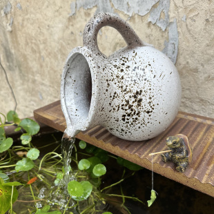 手工陶艺复古陶瓷流水罐子禅意花园摆件古法养鱼循环过滤流水花盆