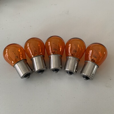 12v单尾斜角汽车转向灯泡偏角黄泡24v货车灯泡