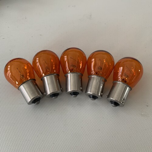 12v单尾斜角汽车转向灯泡偏角黄泡24v货车灯泡