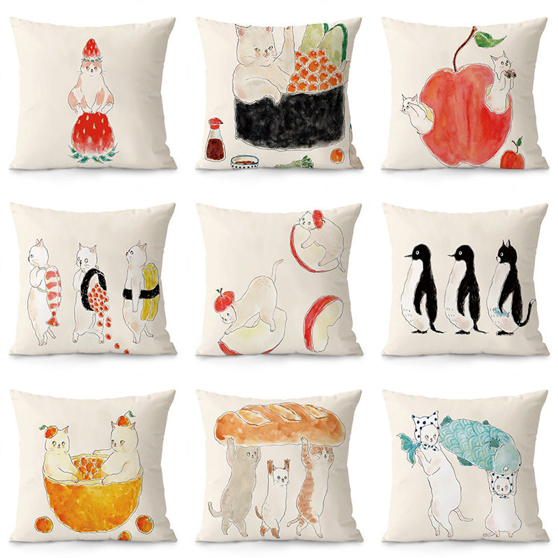 卡通可爱趣味猫猫抱枕新款绒客厅沙发靠垫办公室床上车载靠枕