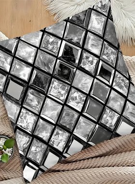 1件18x18英寸单面印花靠枕套黑白豪华风格设计奢华房间装饰