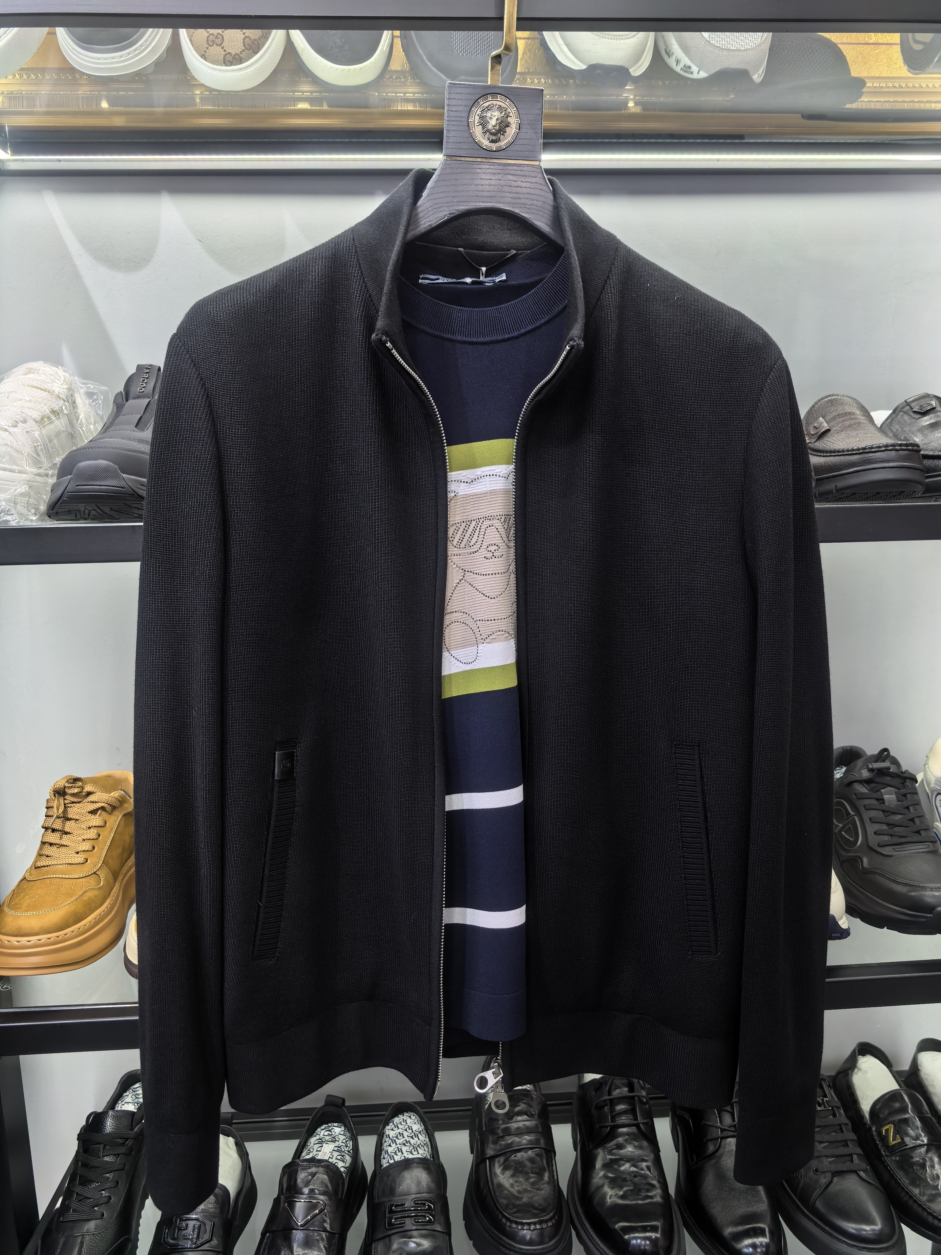 欧货男装2026新款春装男立领针织开衫休闲外套针织夹克男老钱风爆