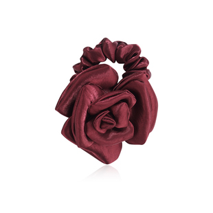 奇美拉高级感新年红色玫瑰花头绳女发圈高弹力丸子头发绳皮筋发饰