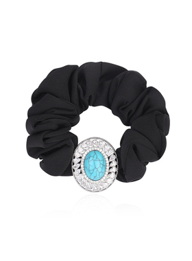 奇美拉新款高级感黑色大肠发圈复古湖蓝色发圈宫廷风头绳扎发皮筋