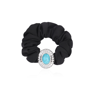 奇美拉新款高级感黑色大肠发圈复古湖蓝色发圈宫廷风头绳扎发皮筋