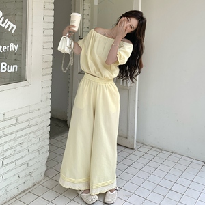 新款 夏装花边黄色套装两件套 9150p145k218图片