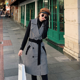 现货秋装黑色格子西装马甲057-20080-P90K159，商品下架区，唯尔萱