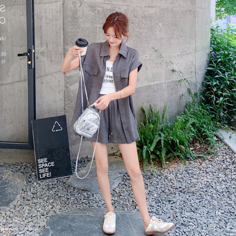 新款夏装灰色套装两件套9151p140k208,女装套装/套裙,2B080