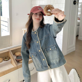 可盐可甜毛边牛仔外套女2025秋季新款复古韩版宽松小个子夹克上衣，商品下架区，唯尔萱