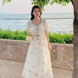 新款撞色包条碎花连衣裙7920-P115K168，女装连衣裙，2B080