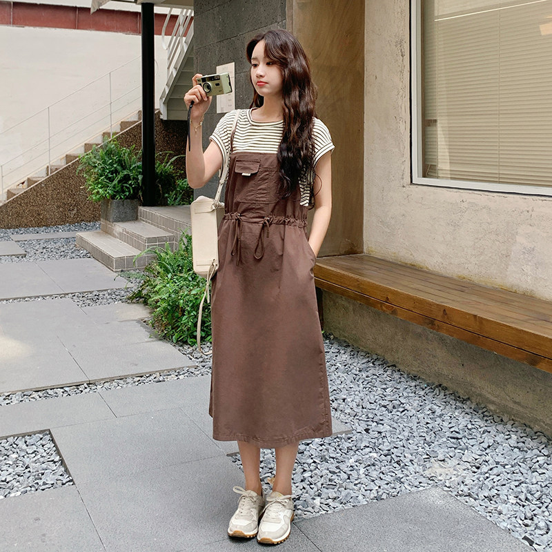 夏装新款条纹拼接假两件连衣裙8808-P115K168,女装连衣裙,2B080