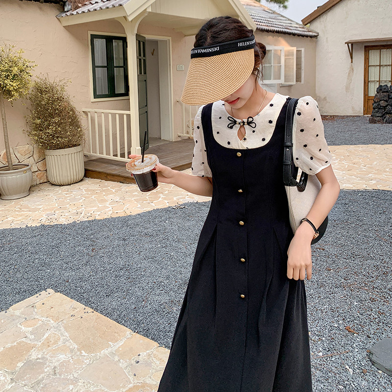 新款风新中式黑色假两件拼接连衣裙8795-P115K168,女装连衣裙,2B080