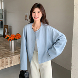 现货袖口撞色蓝色短外套上衣057-9109p130k188，商品下架区，唯尔萱