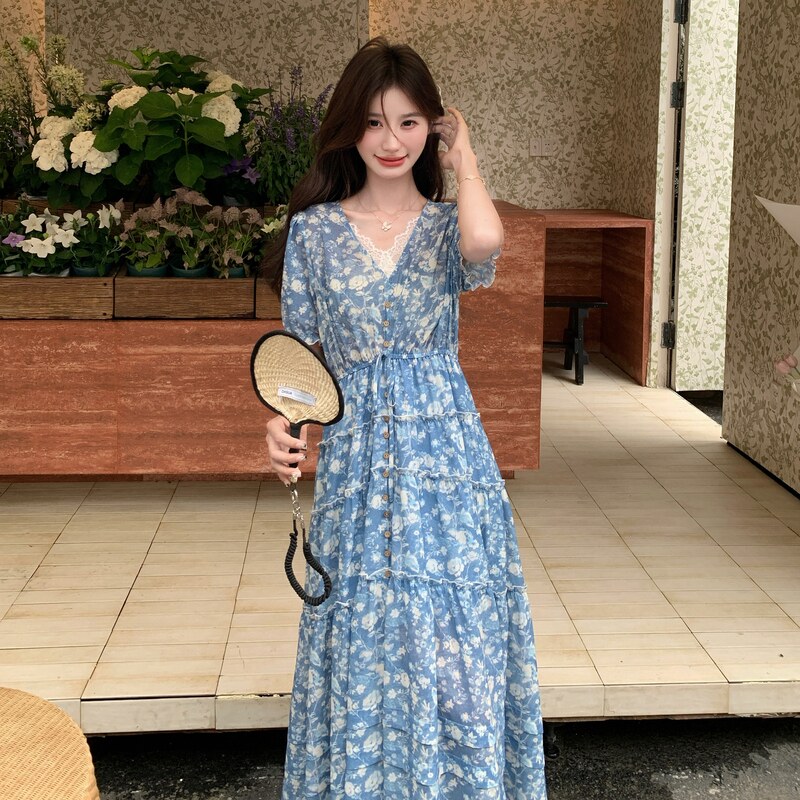 新款夏装碎花连衣裙9153p135k198,女装连衣裙,2B080