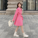 冬装新款现货粉色毛呢外套海军领呢大衣057-5860-P175K258，女装毛呢外套，唯尔萱