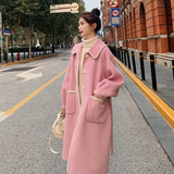 冬装新款粉色夹条毛呢大衣057-5872-P175K278，女装毛呢外套，唯尔萱