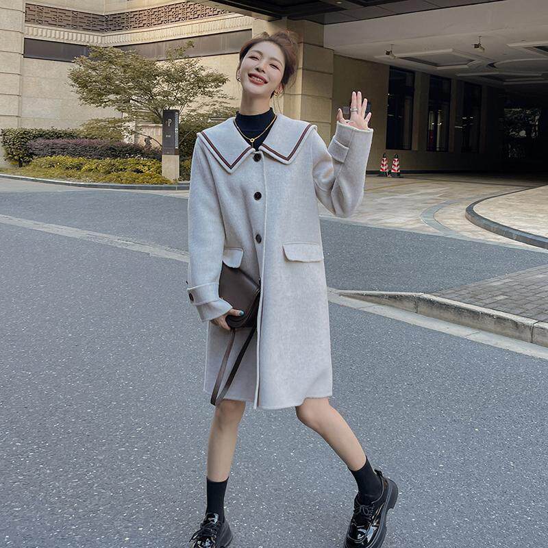 新款冬装毛呢大衣海军领呢大衣057-5859-P175K258,女装毛呢外套,2B080